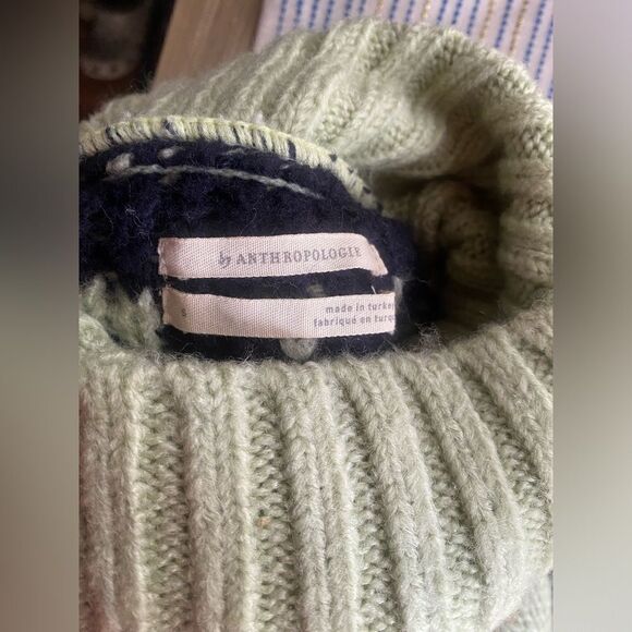 Anthropologie Tunic Sweater Womens Size Small Mint Green Turtleneck - Picture 8 of 15